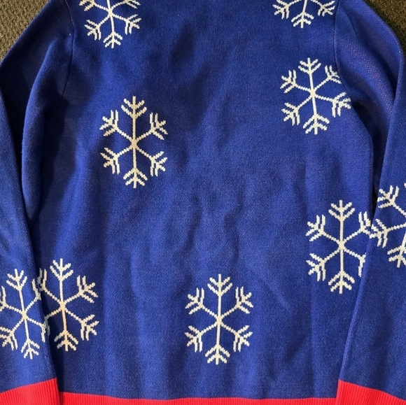 Christmas Ugly Sweater Women Small Blue Red Snowman Flakes Embellished Holiday - Picture 10 of 11